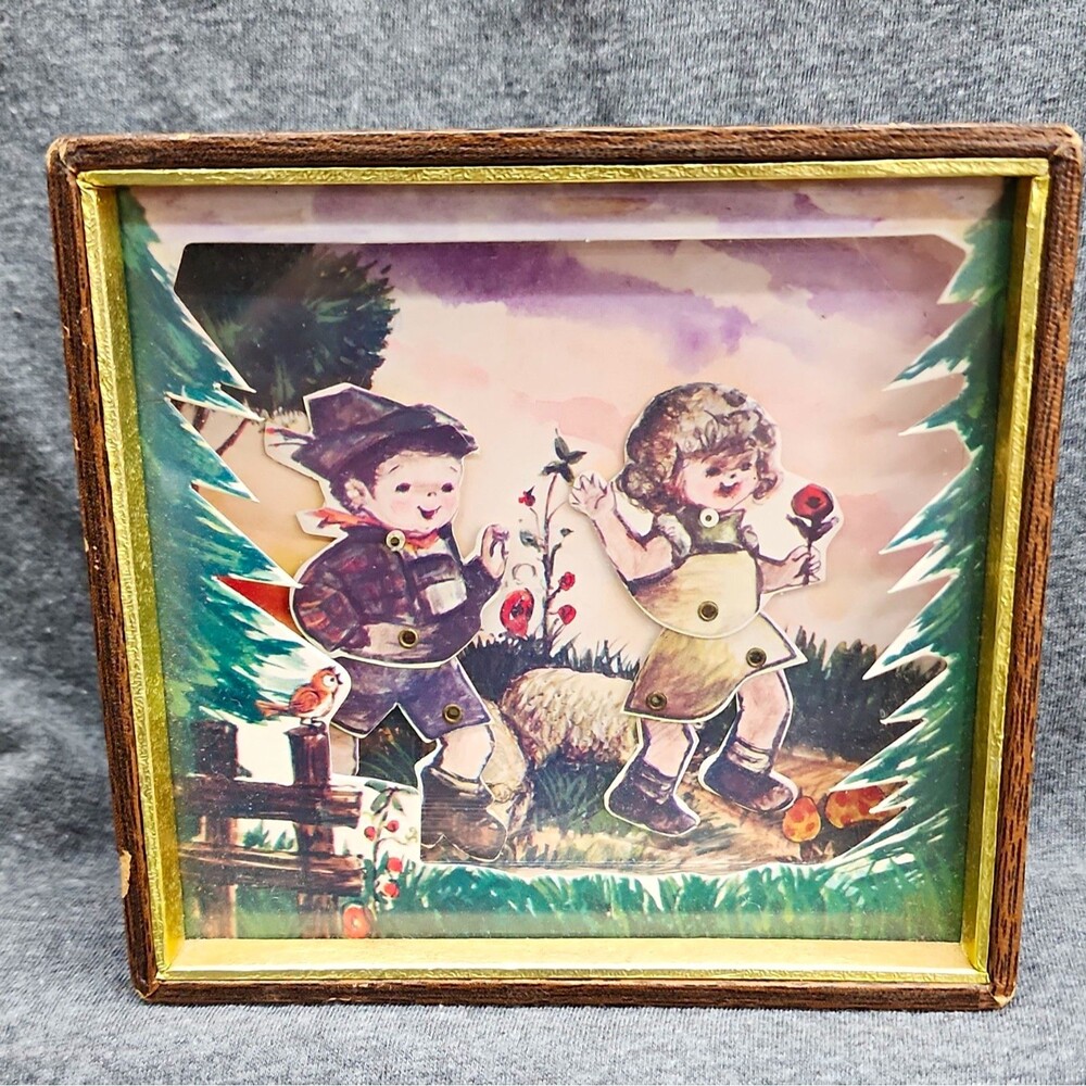 Vintage Wind-Up Wooden Music Box "Rain Drops" Japan On/Off Switch